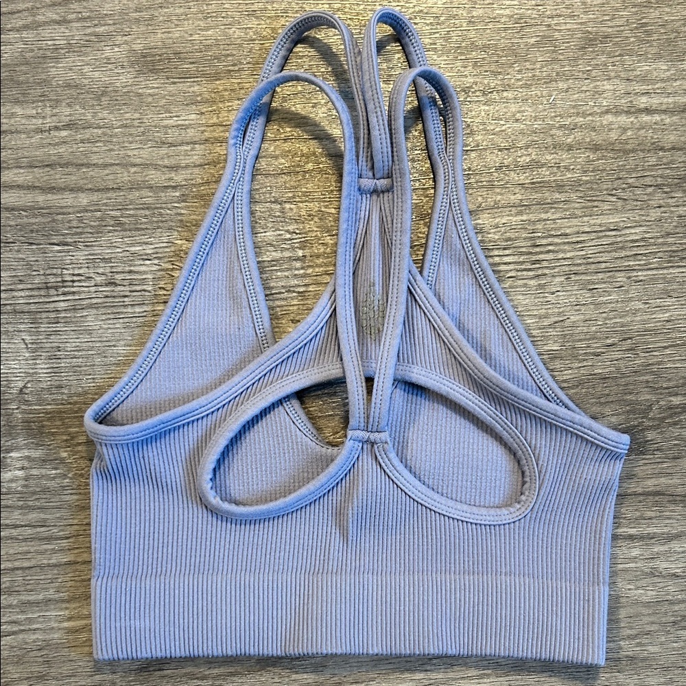 FP Movement Ribbed Seamless Strappy Back Crop Tank Lavender XS - Picture 2 of 5